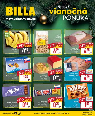 Ponuky Supermarkety v Bratislava | ŠTEDRÁ PONUKA do 5.12 de Billa | 30. 11. 2023 - 5. 12. 2023