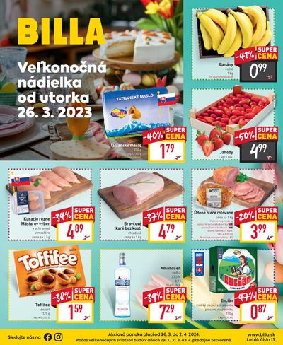 Ponuky Supermarkety v Ružomberok | Veľkonočná nádielka od utorka 26. 3. 2023 de Billa | 26. 3. 2024 - 2. 4. 2024