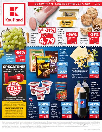 Ponuky Supermarkety v Rimavská Sobota | Leták Kaufland do 24.04 de Kaufland | 18. 4. 2024 - 24. 4. 2024