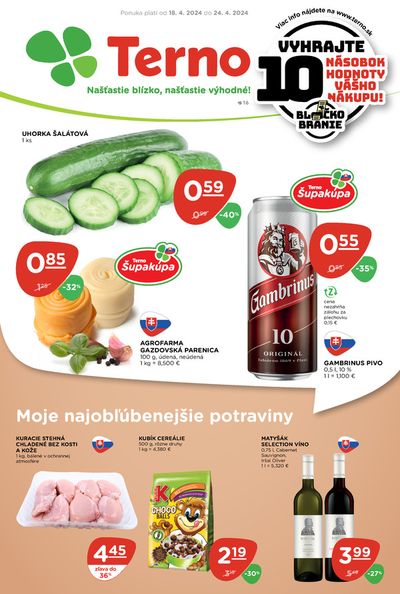Ponuky Supermarkety v Púchov | Nasledujúca akciová ponuka de TERNO | 18. 4. 2024 - 24. 4. 2024
