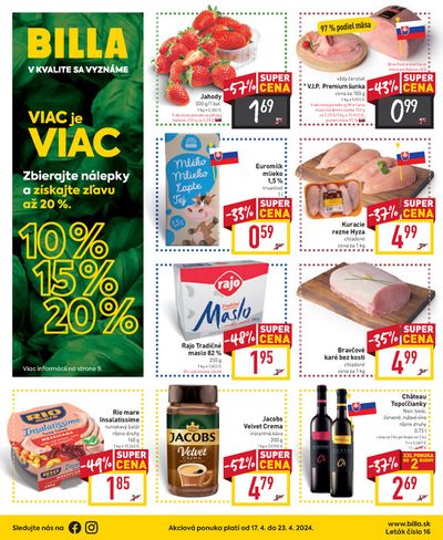 Ponuky Supermarkety v Banská Štiavnica | Akciová ponuka platí od 17. 4. do 23. 4. 2024. de Billa | 17. 4. 2024 - 23. 4. 2024