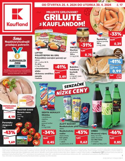 Ponuky Supermarkety v Prešov | Grilujte s kauflandom ! de Kaufland | 25. 4. 2024 - 30. 4. 2024