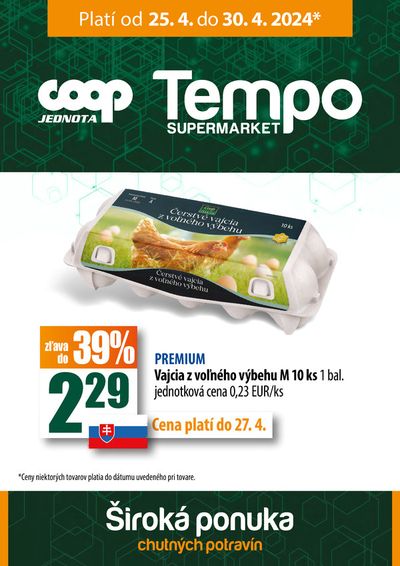 Ponuky Supermarkety v Prešov | Leták COOP Jednota supermarket  de COOP Jednota | 25. 4. 2024 - 30. 4. 2024