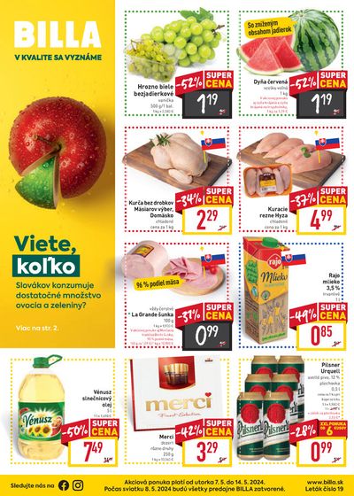 Ponuky Supermarkety v Košice | Akciová ponuka platí od utorka 7. 5. do 14. 5. 2024. de Billa | 7. 5. 2024 - 14. 5. 2024