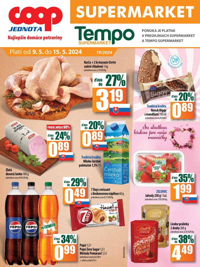 Katalóg COOP Jednota v Dunajská Streda | Leták COOP Jednota supermarket  | 9. 5. 2024 - 15. 5. 2024