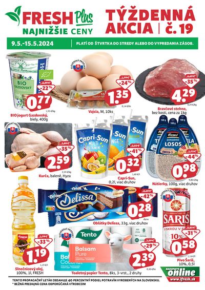 Ponuky Supermarkety v Prešov | Týždenná akcia FRESH Plus de Fresh | 9. 5. 2024 - 15. 5. 2024