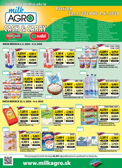 Ponuky Supermarkety v Lipany | Cash & Carry leták ! de Milk Agro | 22. 5. 2024 - 4. 6. 2024