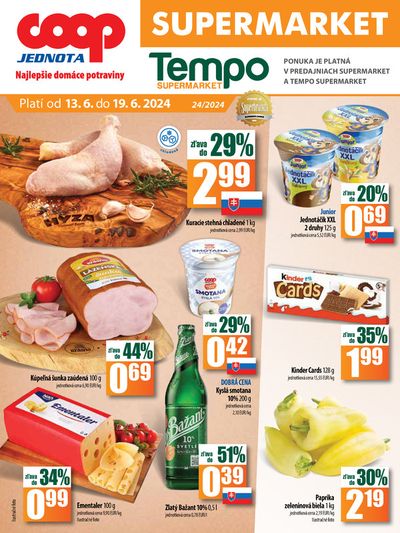 Katalóg COOP Jednota v Sabinov | Leták COOP Jednota supermarket  | 13. 6. 2024 - 19. 6. 2024