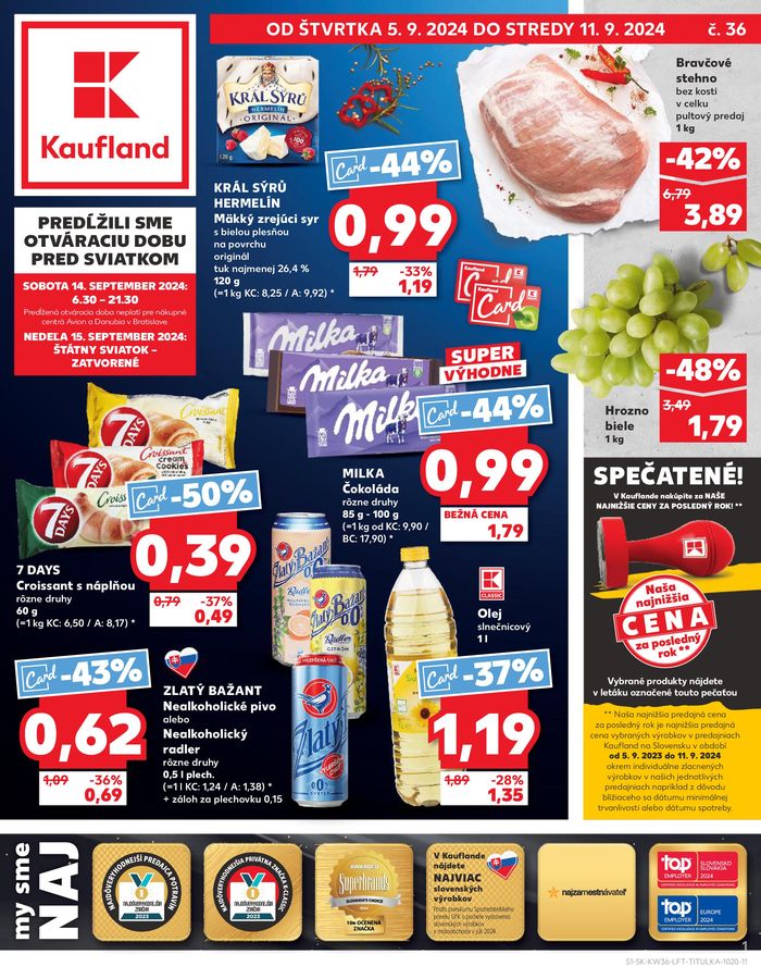 Katalóg Kaufland v Dolný Kubín | Najlepšie ponuky a zľavy | 5. 9. 2024 - 11. 9. 2024