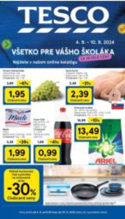 Ponuky Supermarkety v Šamorín | Naše najlepšie výhodné ponuky de Tesco | 4. 9. 2024 - 10. 9. 2024