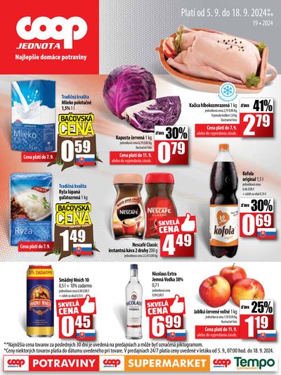 Ponuky Supermarkety v Rajecké Teplice | Leták COOP Jednota de COOP Jednota | 5. 9. 2024 - 18. 9. 2024