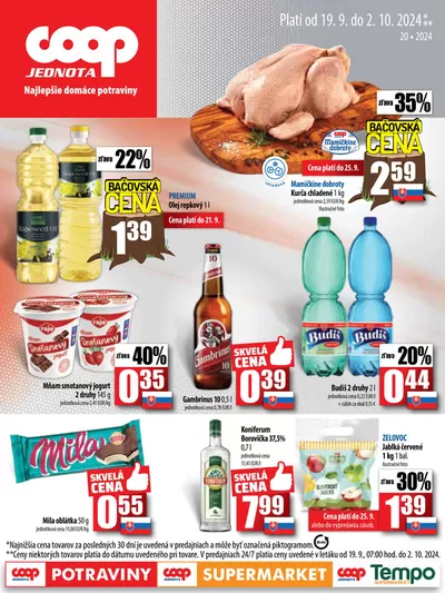 Ponuky Supermarkety v Veľký Krtíš | Leták COOP Jednota de COOP Jednota | 19. 9. 2024 - 2. 10. 2024