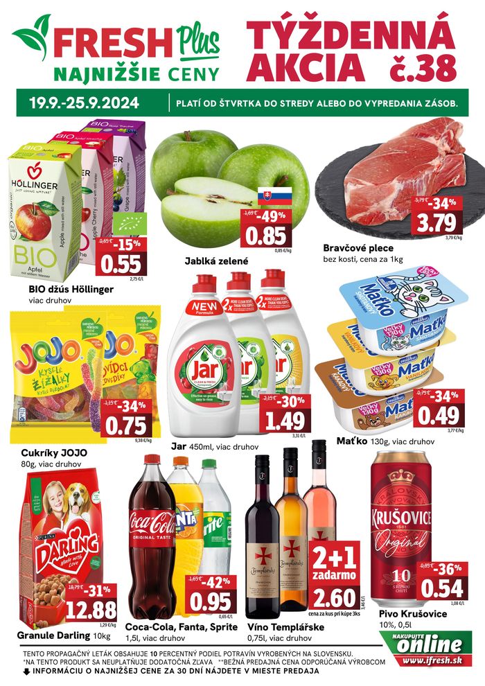 Katalóg Fresh v Košice | Týždenná akcia FRESH Plus | 19. 9. 2024 - 25. 9. 2024