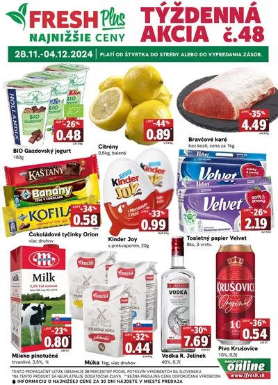 Katalóg Fresh v Sečovce | Týždenná akcia FRESH Plus | 28. 11. 2024 - 4. 12. 2024