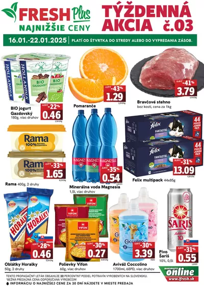 Katalóg Fresh v Prešov | Týždenná akcia FRESH Plus | 16. 1. 2025 - 22. 1. 2025