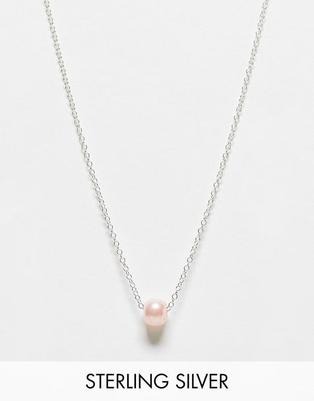 Kingsley Ryan sterling silver necklace with thread through pink pearl v akcii za 7,5€ v asos