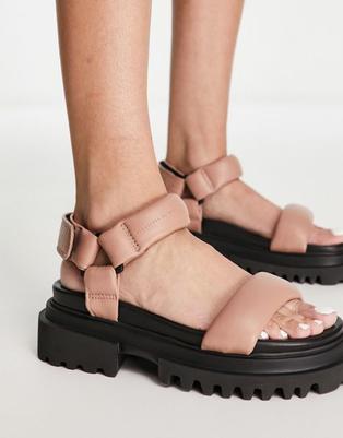 AllSaints Helium leather sandals in pink v akcii za 149,25€ v asos