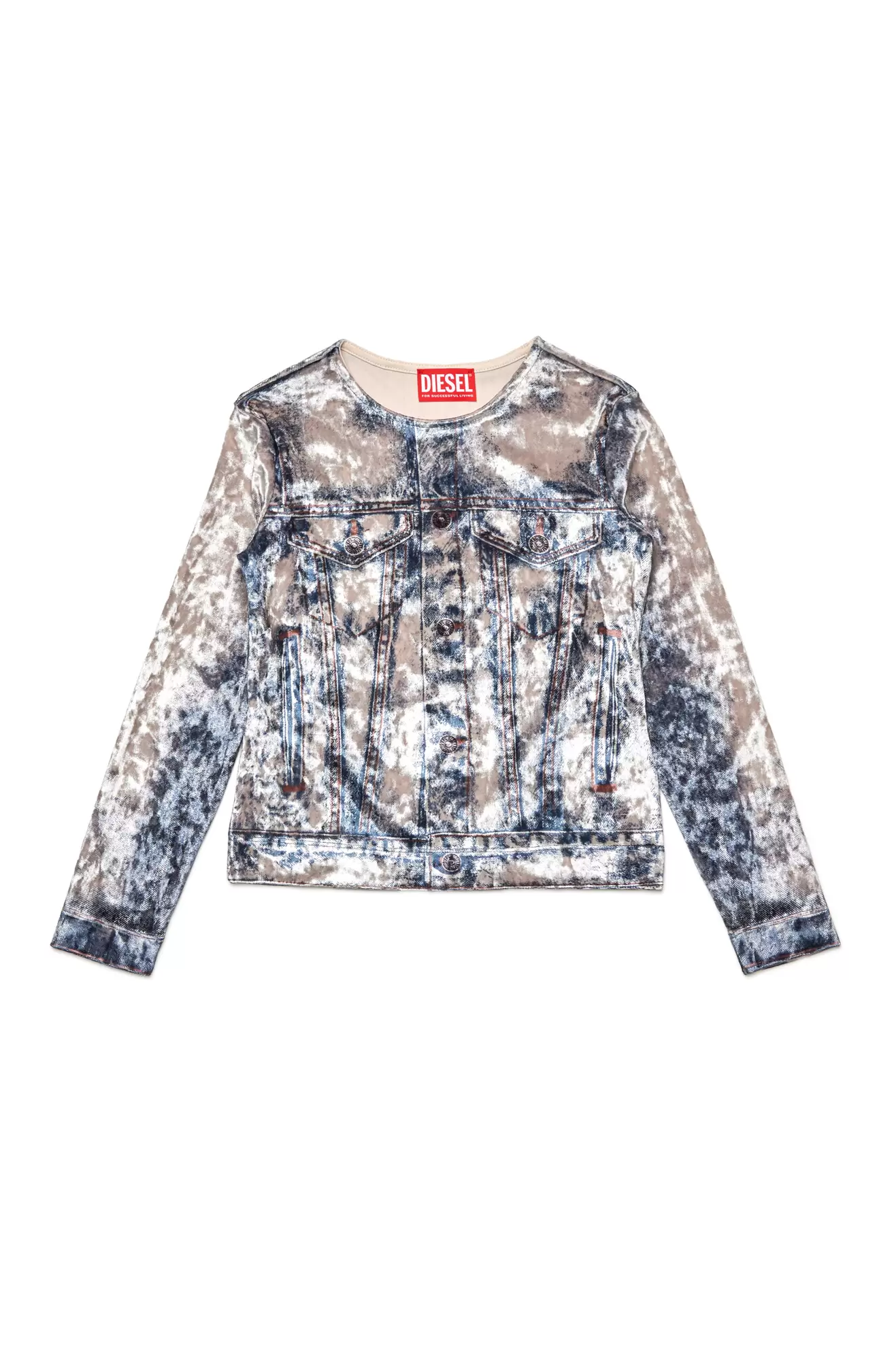 Long-sleeve top with trompe l'oeil print v akcii za 130€ v Diesel