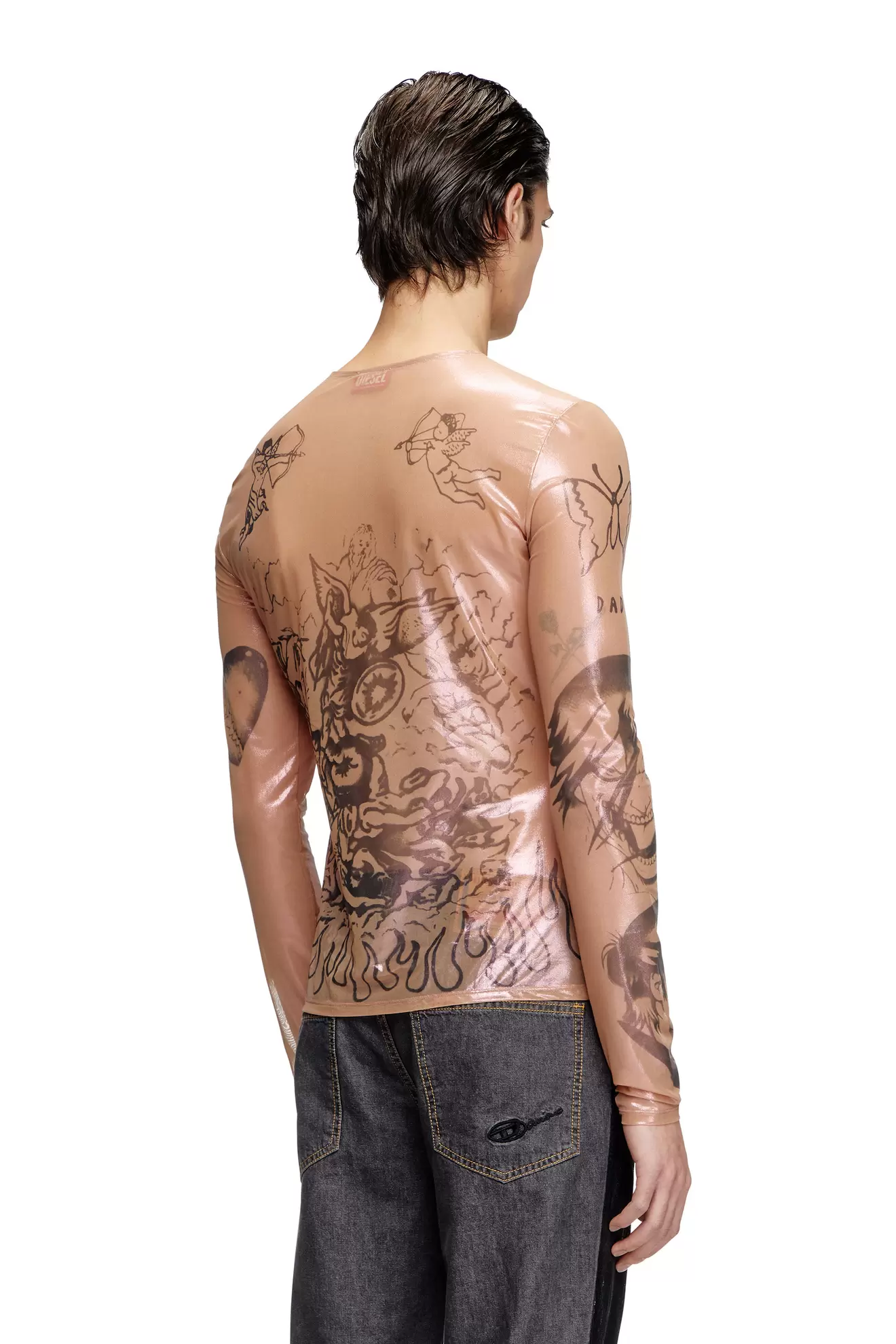 Tattoo top in coated stretch tulle v akcii za 495€ v Diesel