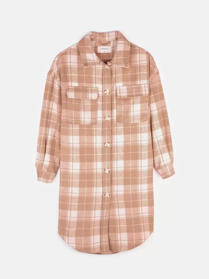 Longline plaid shacket v akcii za 9,98€ v Gate