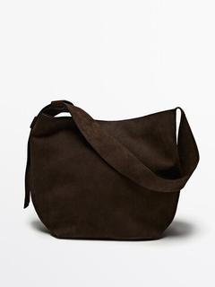 Kožená kabelka z brúsenej kože v akcii za 349€ v Massimo Dutti