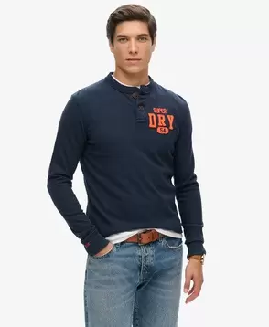 Vintage Athletic Long Sleeve Grandad Top v akcii za 44,99€ v Superdry