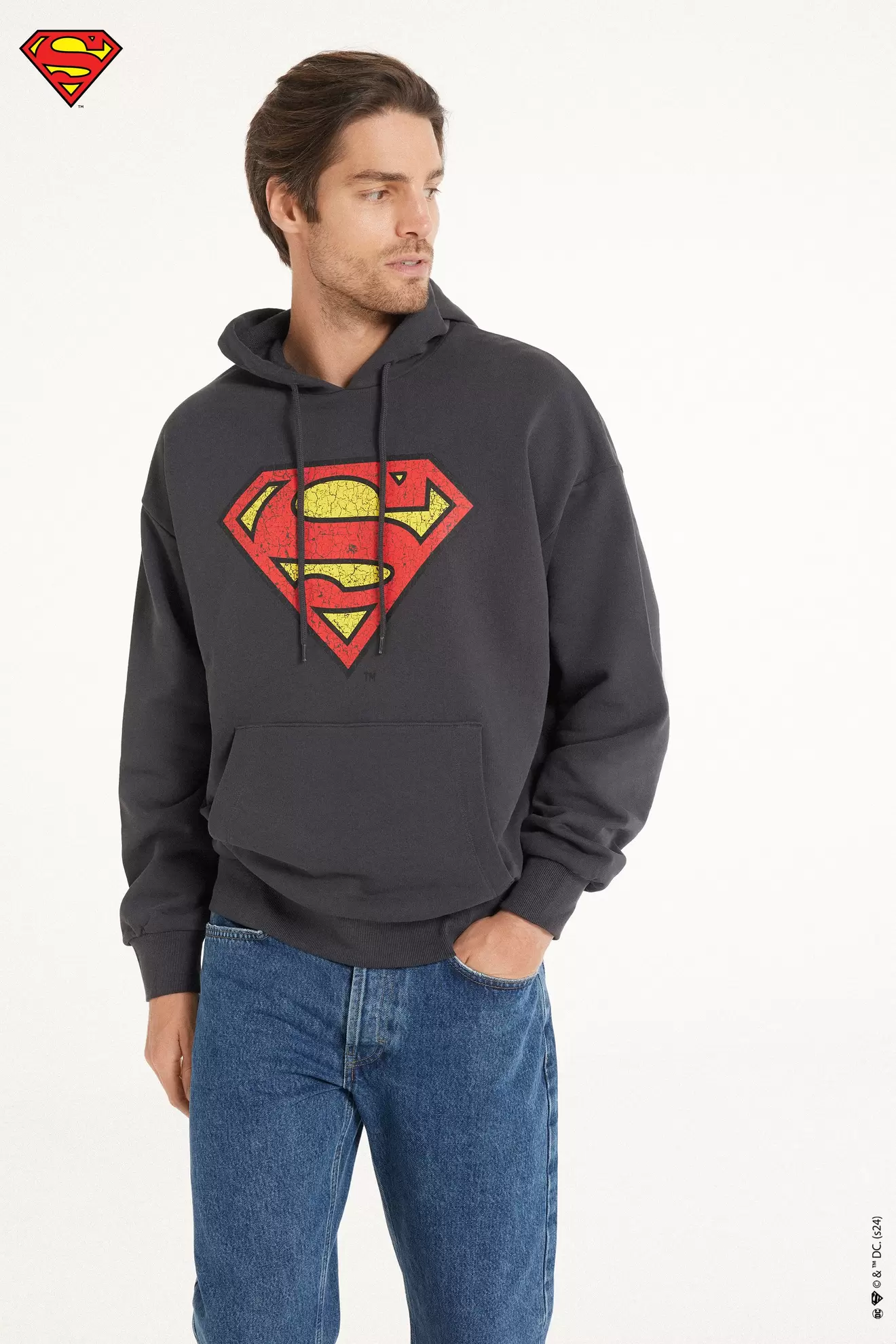 Mikina s Dlhým Rukávom a Kapucňou s Potlačou Superman v akcii za 32,99€ v Tezenis