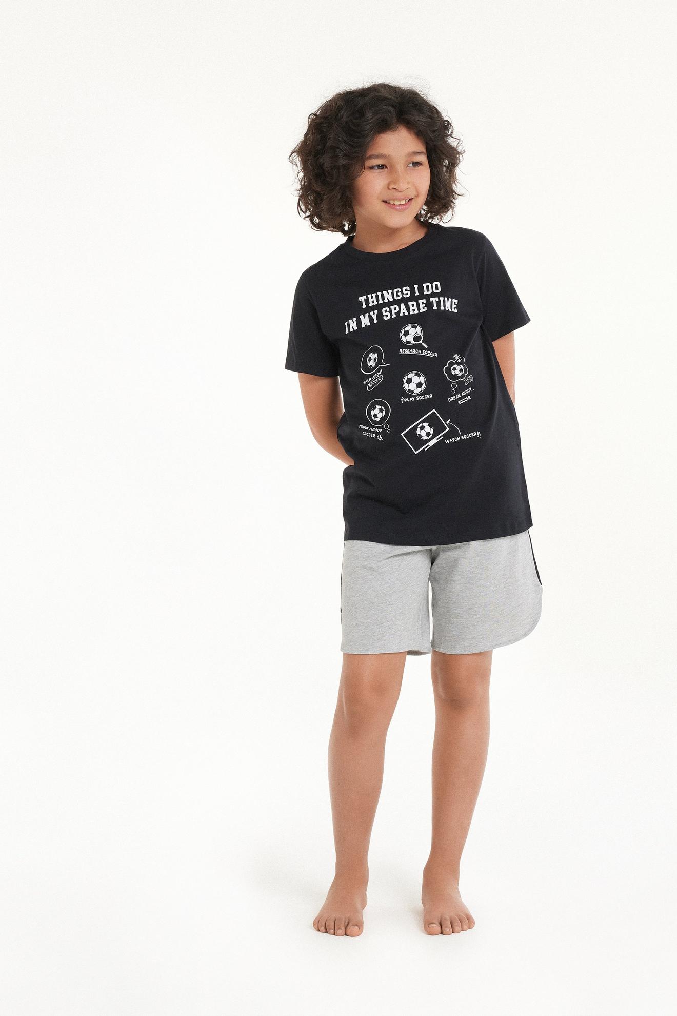 Chlapčenské Krátke Pyžamo z Bavlny s Potlačou "Futbal" v akcii za 12,99€ v Tezenis